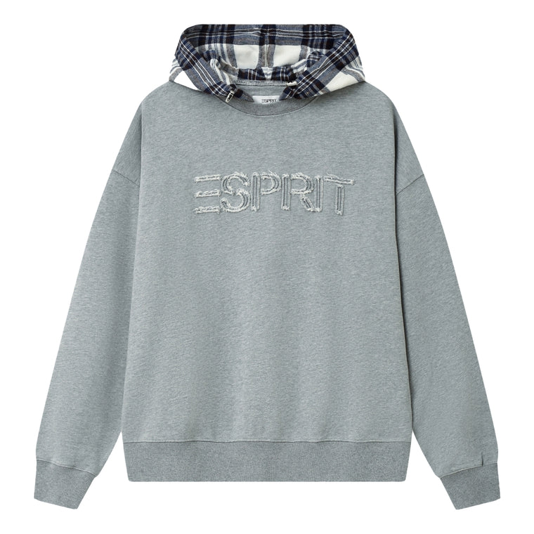 ESPRIT CONTRAST HOODIE-HEATHER GREY
