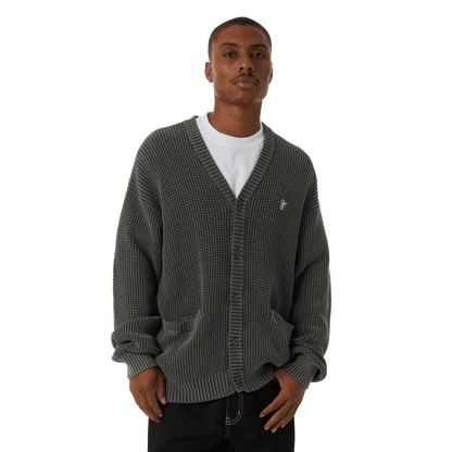 HUF COOLIDGE WAFFLE CARDIGAN-BLACK
