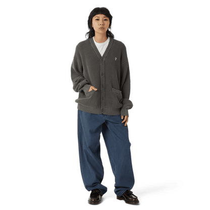 HUF COOLIDGE WAFFLE CARDIGAN-BLACK