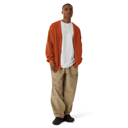 HUF COOLIDGE WAFFLE CARDIGAN-RUST