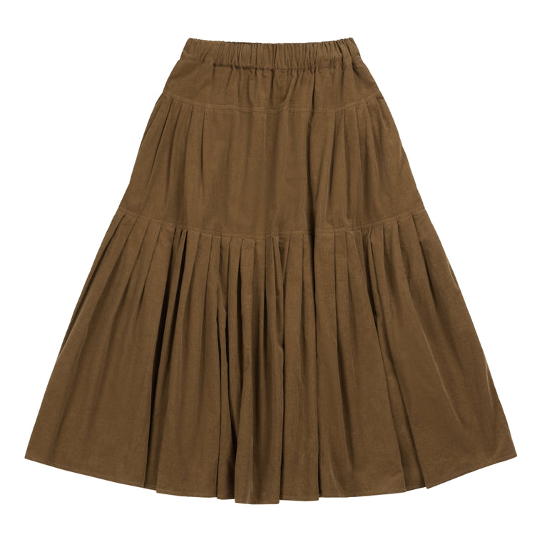 NEUTRAL SOCIETY CORDUROY MIDI SKIRT-BROWN