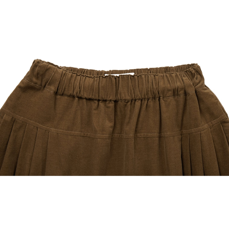 NEUTRAL SOCIETY CORDUROY MIDI SKIRT-BROWN