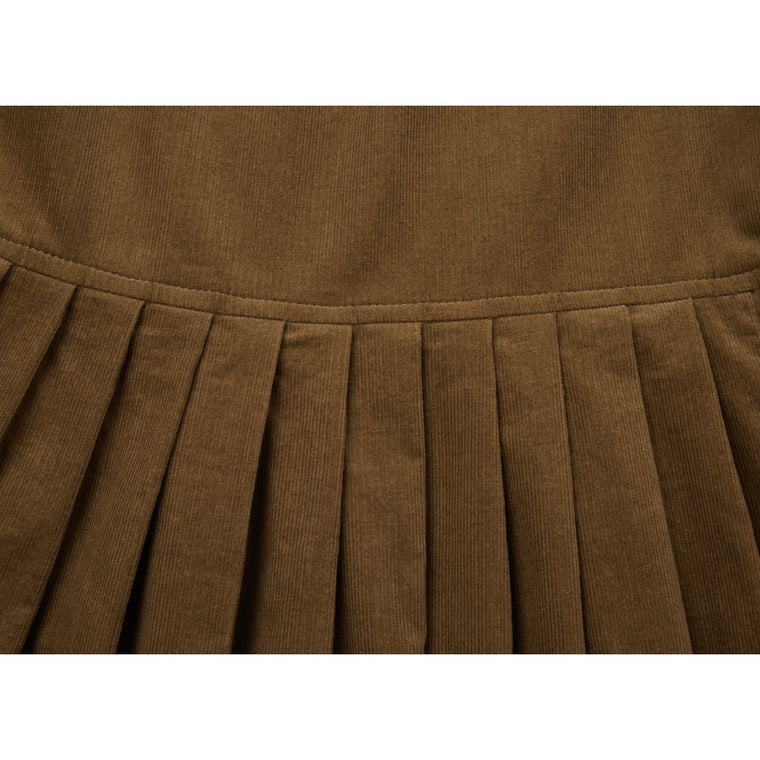 NEUTRAL SOCIETY CORDUROY MIDI SKIRT-BROWN