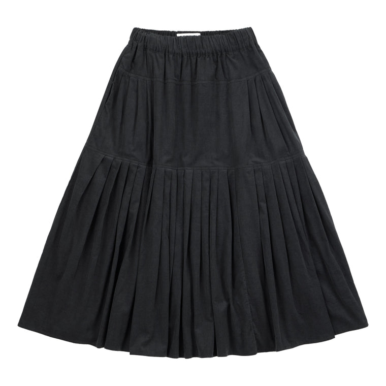 NEUTRAL SOCIETY CORDUROY MIDI SKIRT-DARK GREY