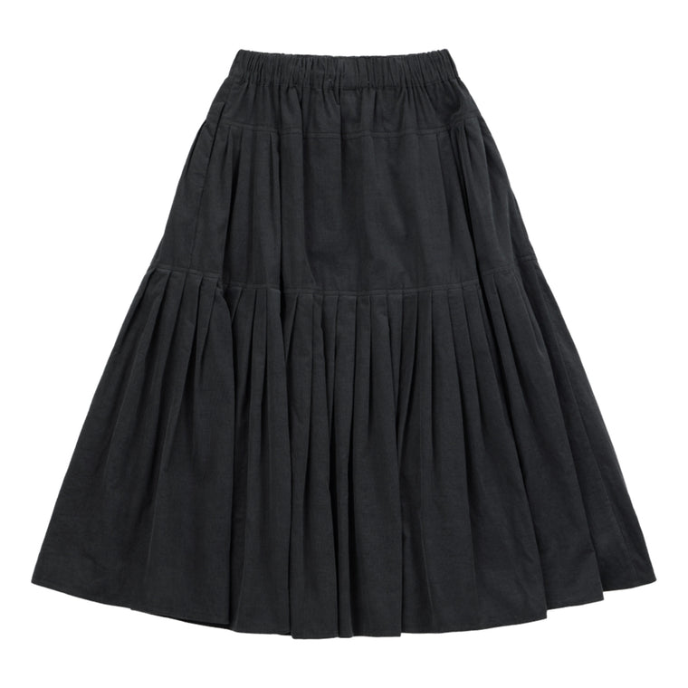 NEUTRAL SOCIETY CORDUROY MIDI SKIRT-DARK GREY