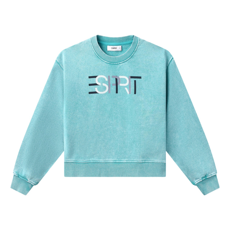 ESPRIT CROPPED ESPRIT LOGO SWEATER-GREEN
