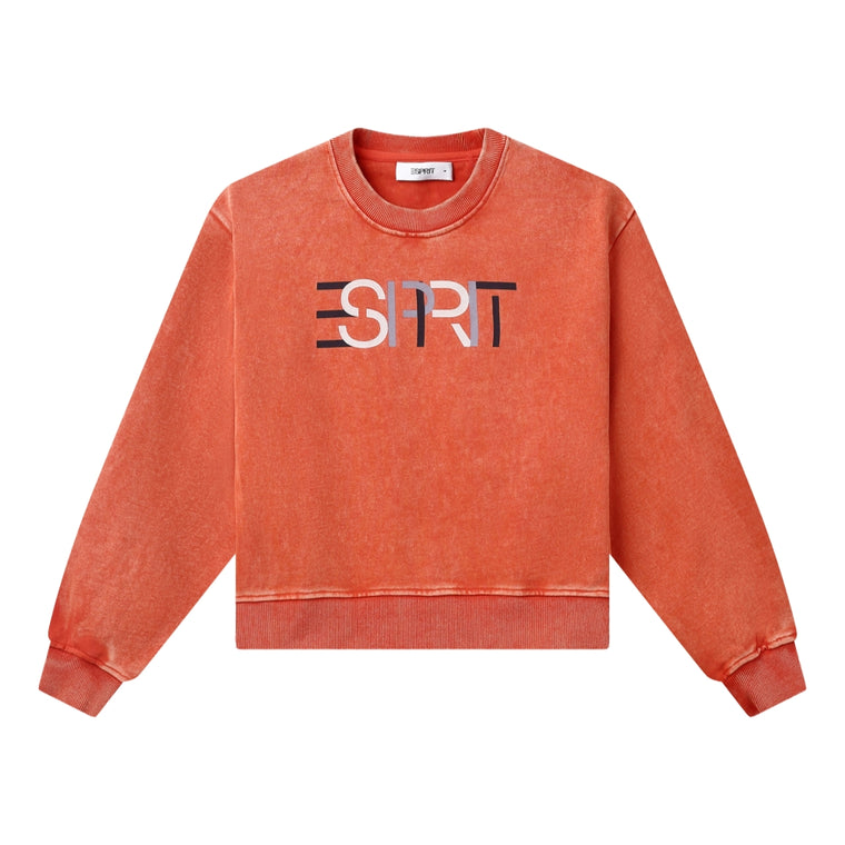 ESPRIT CROPPED ESPRIT LOGO SWEATER-ORANGE