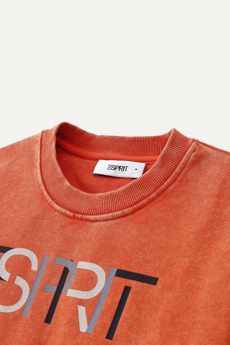 ESPRIT CROPPED ESPRIT LOGO SWEATER-ORANGE