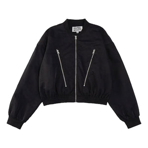 NEUTRAL SOCIETY CROPPED FLIGHT JACKET-BLACK