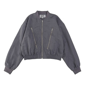 NEUTRAL SOCIETY CROPPED FLIGHT JACKET-DARK GREY
