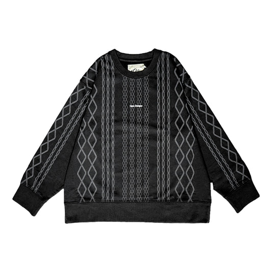 OPEN DIALOGUE LASER PRINTED PATTERN SWEATSHIRT-BLACK