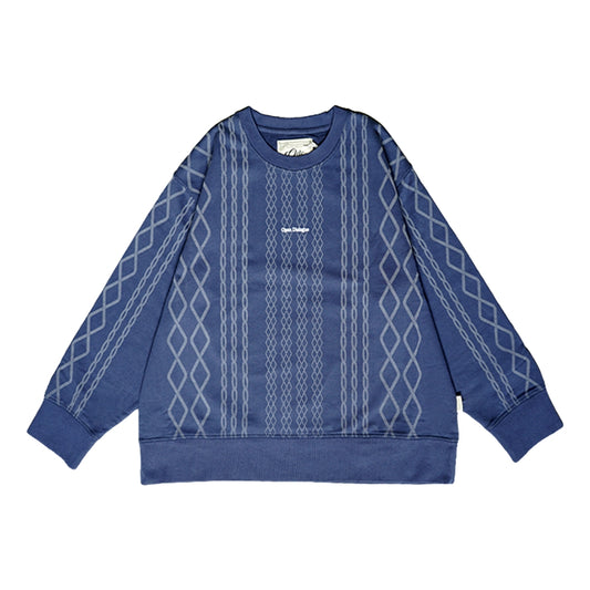 OPEN DIALOGUE LASER PRINTED PATTERN SWEATSHIRT-BLUE