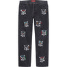 SUPREME SKULLS EMB REGULAR JEAN-BLACK