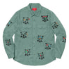 SUPREME SKULL EMBROIDERED WORK SHIRT-TEAL