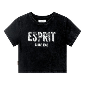 ESPRIT CROPPED ESPRIT LOGO T-SHIRT-BLACK
