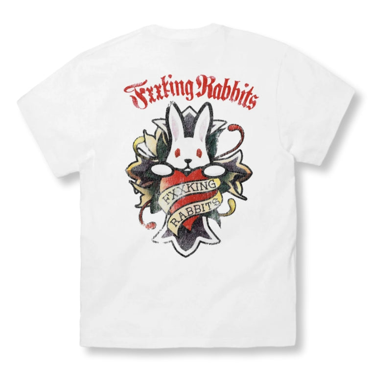 #FR2 CROSS RABBITS TATTOOS GARMENT DYE T-SHIRT-WHITE