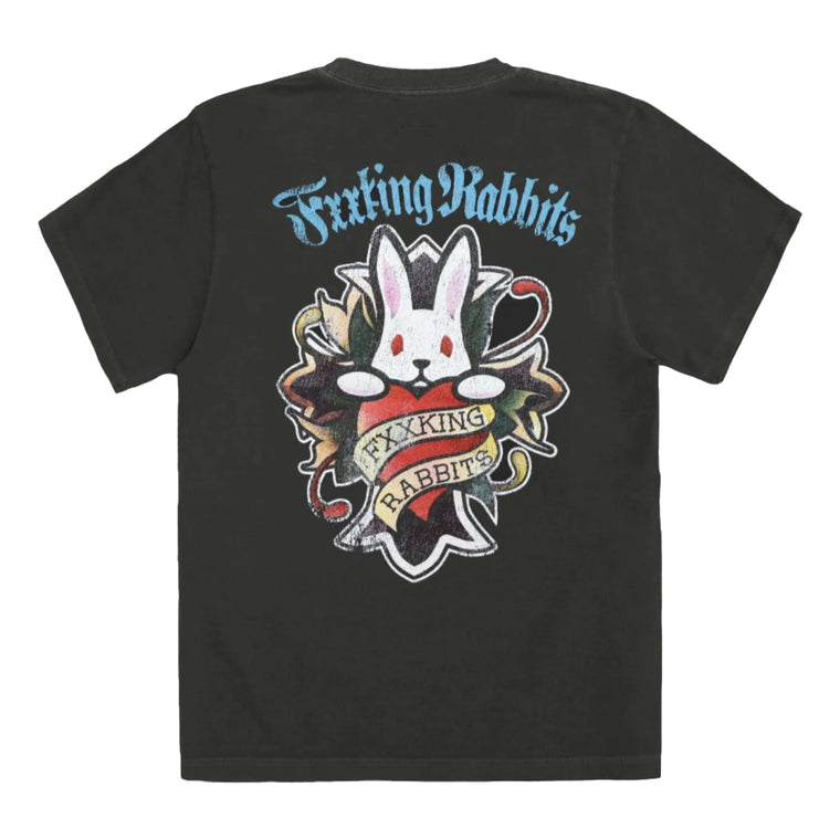 #FR2 CROSS RABBITS TATTOOS GARMENT DYE T-SHIRT-BLACK
