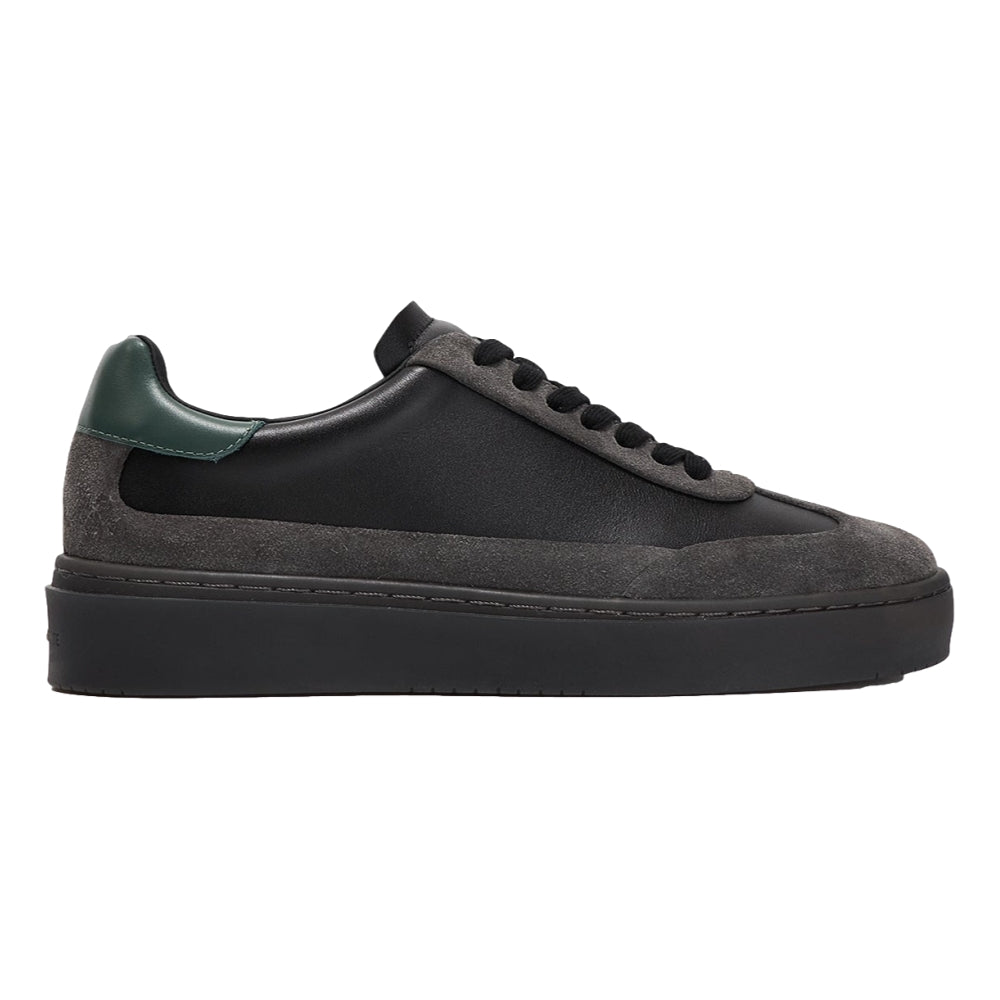 HIDDEN WHITE DARA SUEDE-TRIMMED LEATHER TRAINERS-BLACK RACING GREEN CHARCOAL