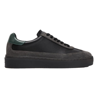 HIDDEN WHITE DARA SUEDE-TRIMMED LEATHER TRAINERS-BLACK RACING GREEN CHARCOAL
