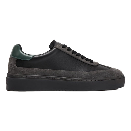 HIDDEN WHITE DARA SUEDE-TRIMMED LEATHER TRAINERS-BLACK RACING GREEN CHARCOAL
