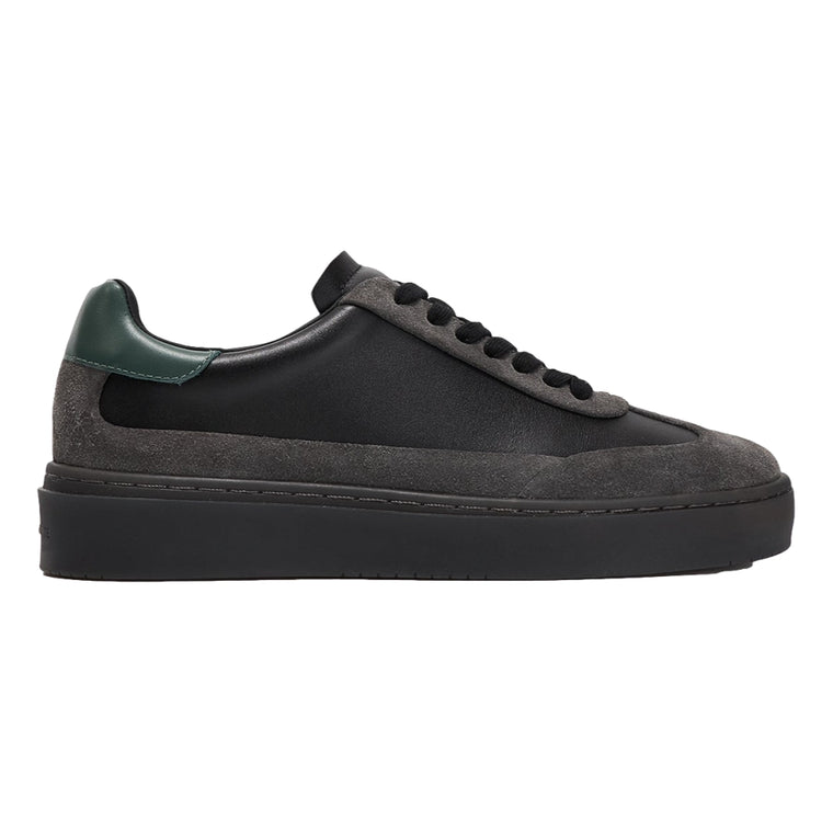 HIDDEN WHITE DARA SUEDE-TRIMMED LEATHER TRAINERS-BLACK RACING GREEN CHARCOAL