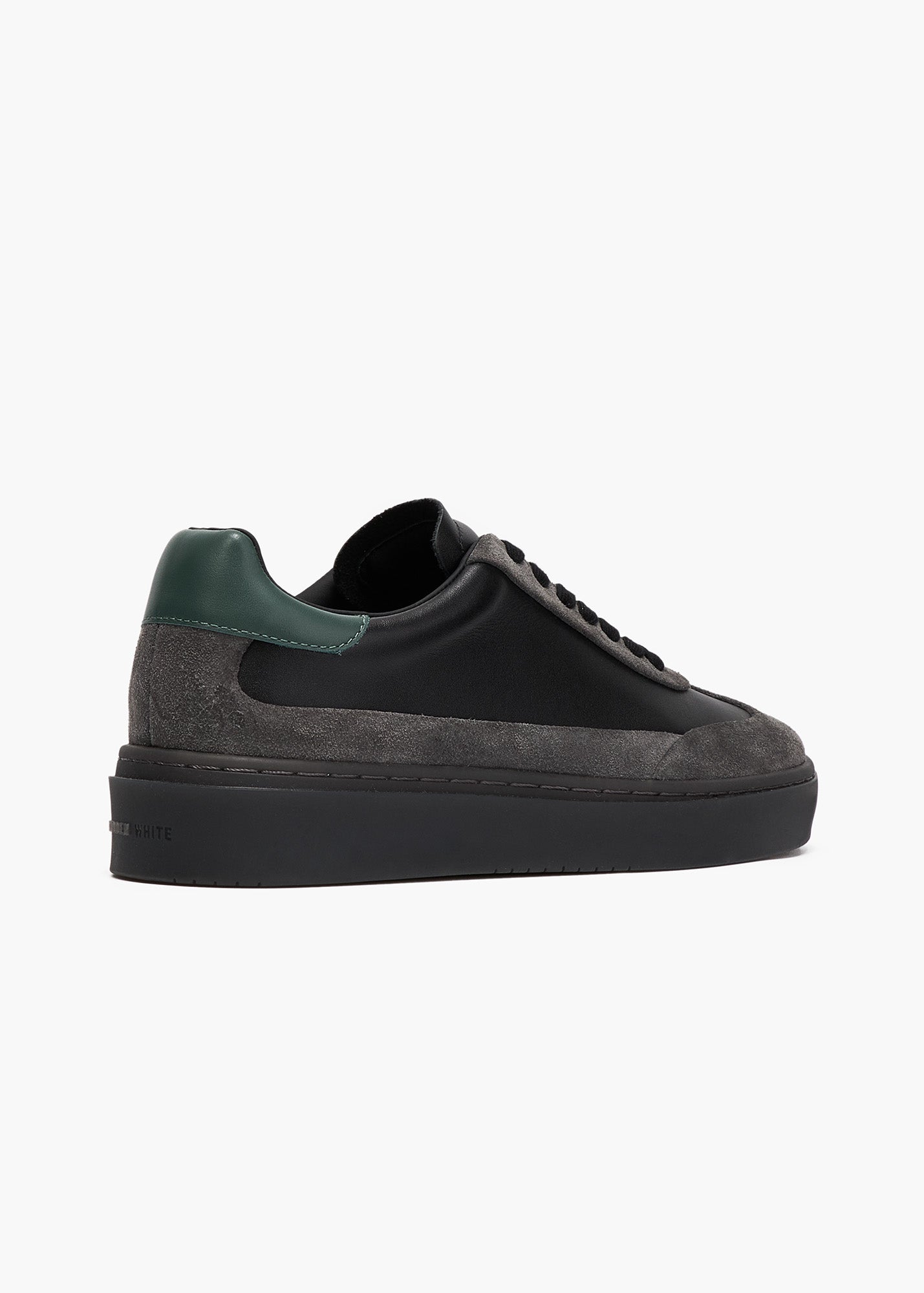 HIDDEN WHITE DARA SUEDE-TRIMMED LEATHER TRAINERS-BLACK RACING GREEN CHARCOAL