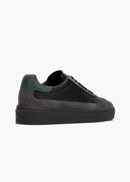 HIDDEN WHITE DARA SUEDE-TRIMMED LEATHER TRAINERS-BLACK RACING GREEN CHARCOAL
