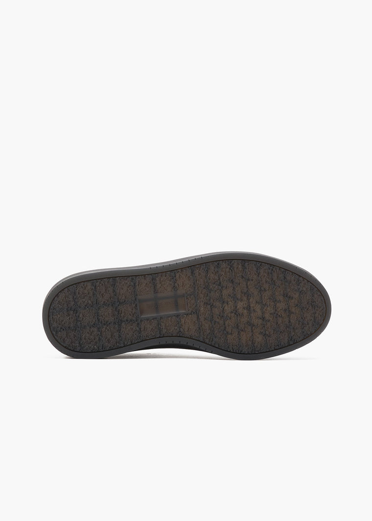 HIDDEN WHITE DARA SUEDE-TRIMMED LEATHER TRAINERS-BLACK RACING GREEN CHARCOAL