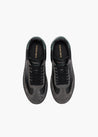 HIDDEN WHITE DARA SUEDE-TRIMMED LEATHER TRAINERS-BLACK RACING GREEN CHARCOAL