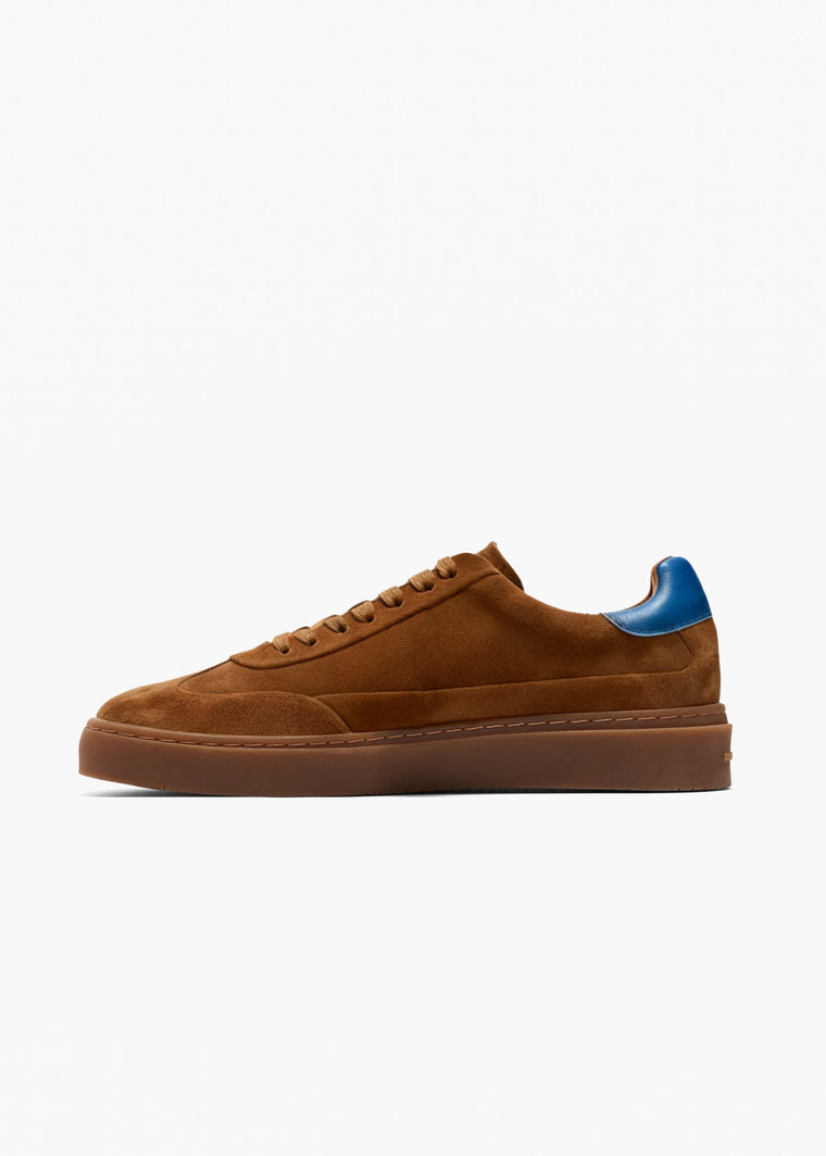 HIDDEN WHITE DARA LEATHER-TRIMMED SUEDE TRAINERS-DARK TAPUE ROYAL BLUE