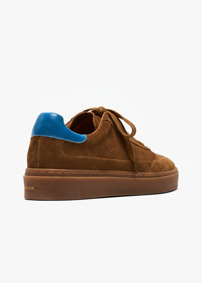 HIDDEN WHITE DARA LEATHER-TRIMMED SUEDE TRAINERS-DARK TAPUE ROYAL BLUE