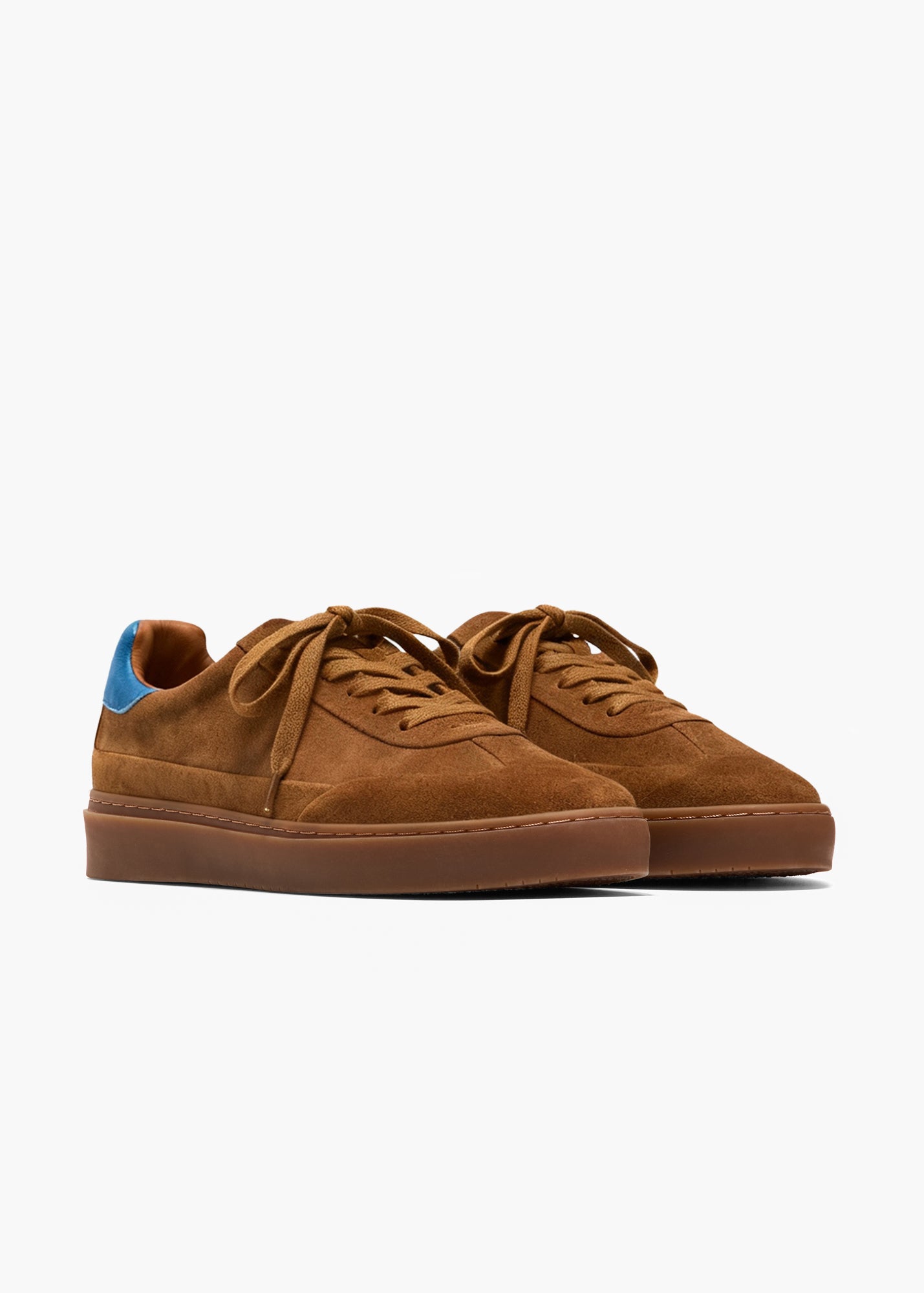 HIDDEN WHITE DARA LEATHER-TRIMMED SUEDE TRAINERS-DARK TAPUE ROYAL BLUE