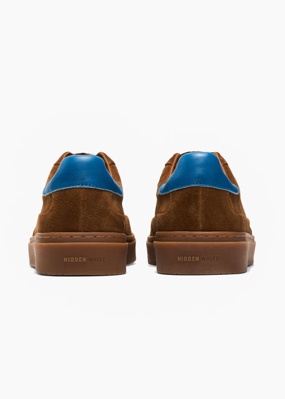HIDDEN WHITE DARA LEATHER-TRIMMED SUEDE TRAINERS-DARK TAPUE ROYAL BLUE