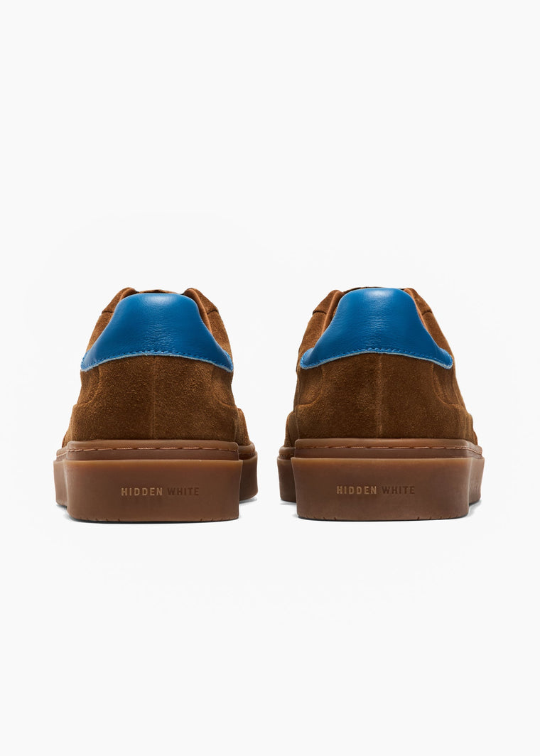 HIDDEN WHITE DARA LEATHER-TRIMMED SUEDE TRAINERS-DARK TAPUE ROYAL BLUE