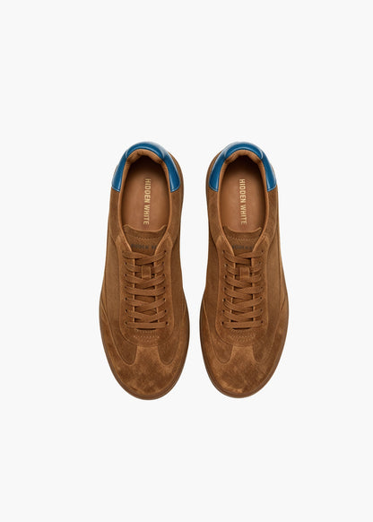 HIDDEN WHITE DARA LEATHER-TRIMMED SUEDE TRAINERS-DARK TAPUE ROYAL BLUE