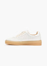 HIDDEN WHITE DARA LEATHER-TRIMMED PERFORATED LEATHER TRAINERS-WHITE