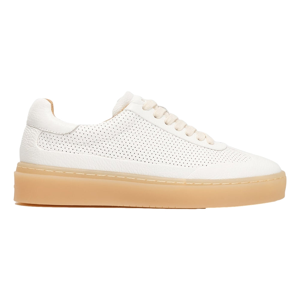 HIDDEN WHITE DARA LEATHER-TRIMMED PERFORATED LEATHER TRAINERS-WHITE
