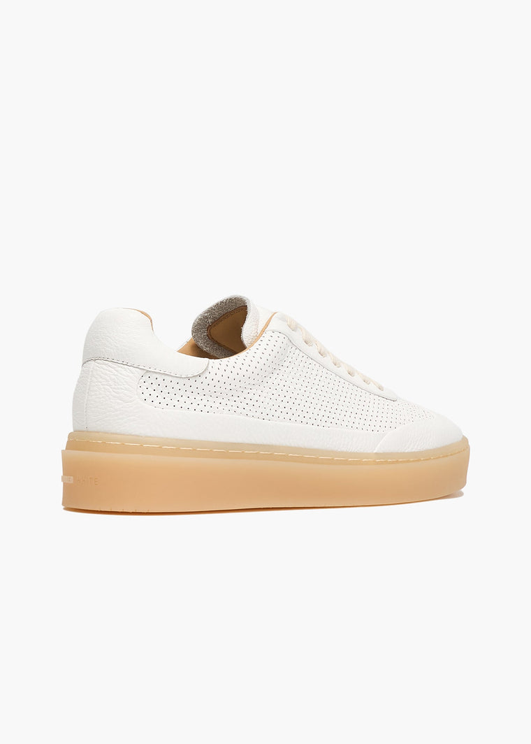 HIDDEN WHITE DARA LEATHER-TRIMMED PERFORATED LEATHER TRAINERS-WHITE