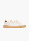 HIDDEN WHITE DARA LEATHER-TRIMMED PERFORATED LEATHER TRAINERS-WHITE