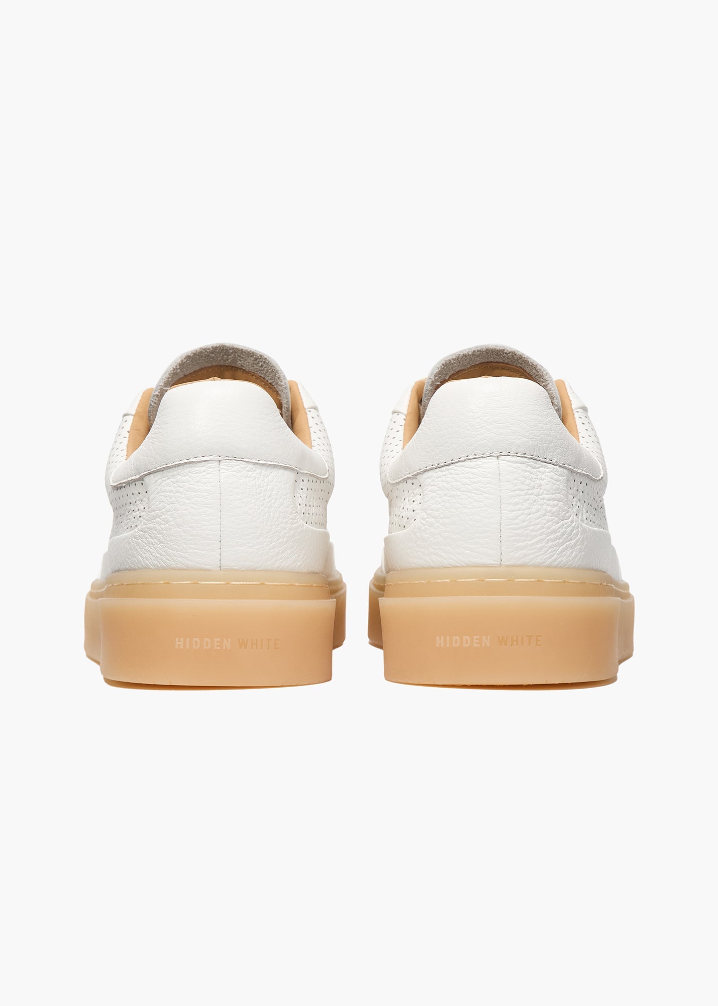 HIDDEN WHITE DARA LEATHER-TRIMMED PERFORATED LEATHER TRAINERS-WHITE