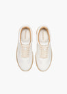 HIDDEN WHITE DARA LEATHER-TRIMMED PERFORATED LEATHER TRAINERS-WHITE