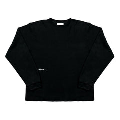 UNTITLED 004 DARTED WAFFLE-KNIT L/S SHIRT-BLACK