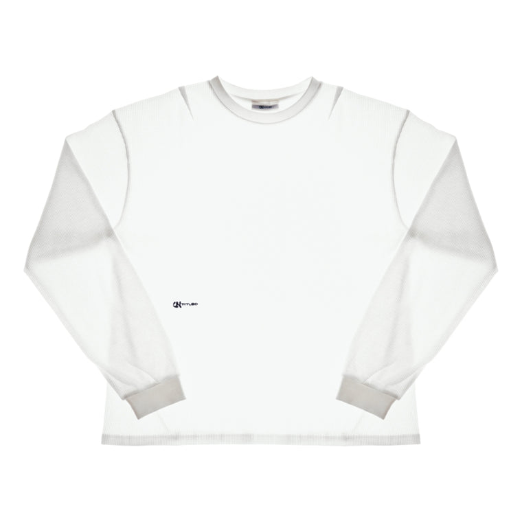UNTITLED 004 DARTED WAFFLE-KNIT L/S SHIRT-WHITE