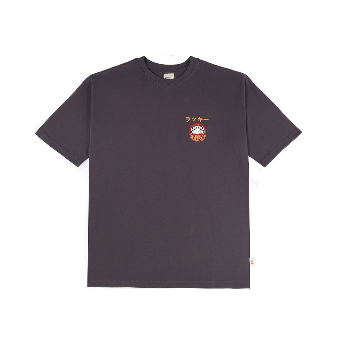 A[S]USL DARUMA PRINT TEE-CHARCOAL