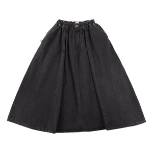 A[S]USL DENIM A-LINE SKIRT-DENIM BLACK