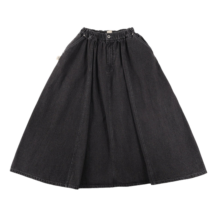 A[S]USL DENIM A-LINE SKIRT-DENIM BLACK