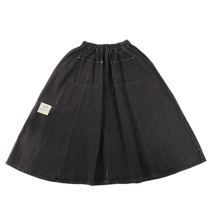 A[S]USL DENIM A-LINE SKIRT-DENIM BLACK
