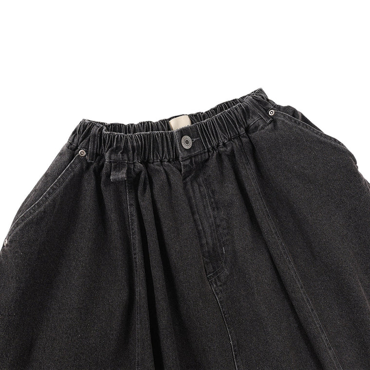 A[S]USL DENIM A-LINE SKIRT-DENIM BLACK