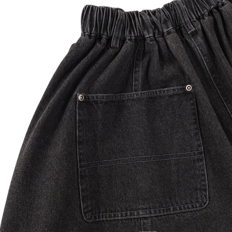 A[S]USL DENIM A-LINE SKIRT-DENIM BLACK