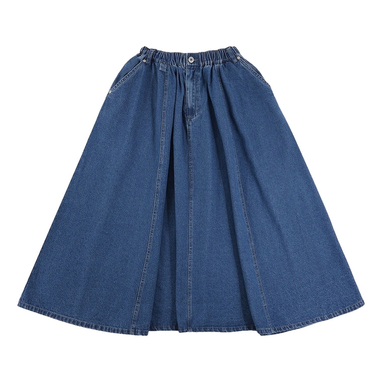 A[S]USL DENIM A-LINE SKIRT-DENIM BLUE